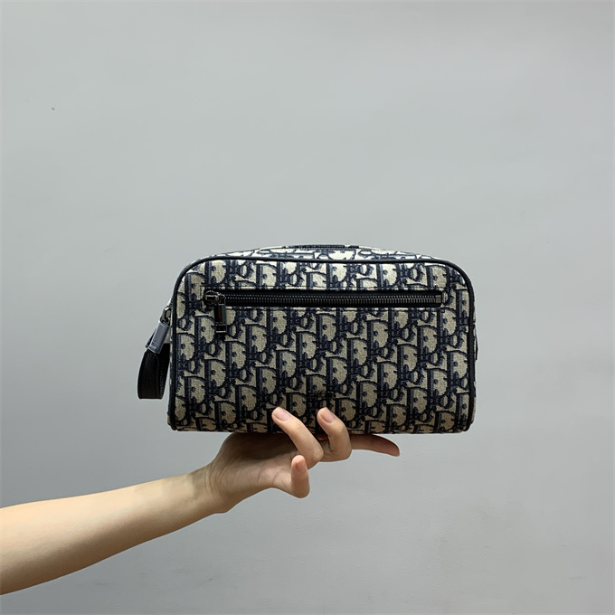 dior oblique jacquard double zipper toiletry pouch
